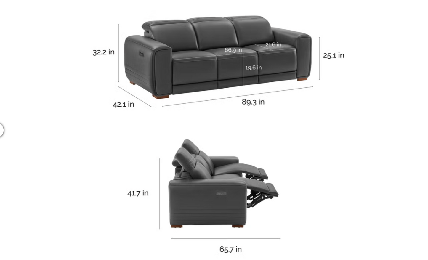 Aiden & Ivy Karson Leather Power Reclining Sofa | New in Box