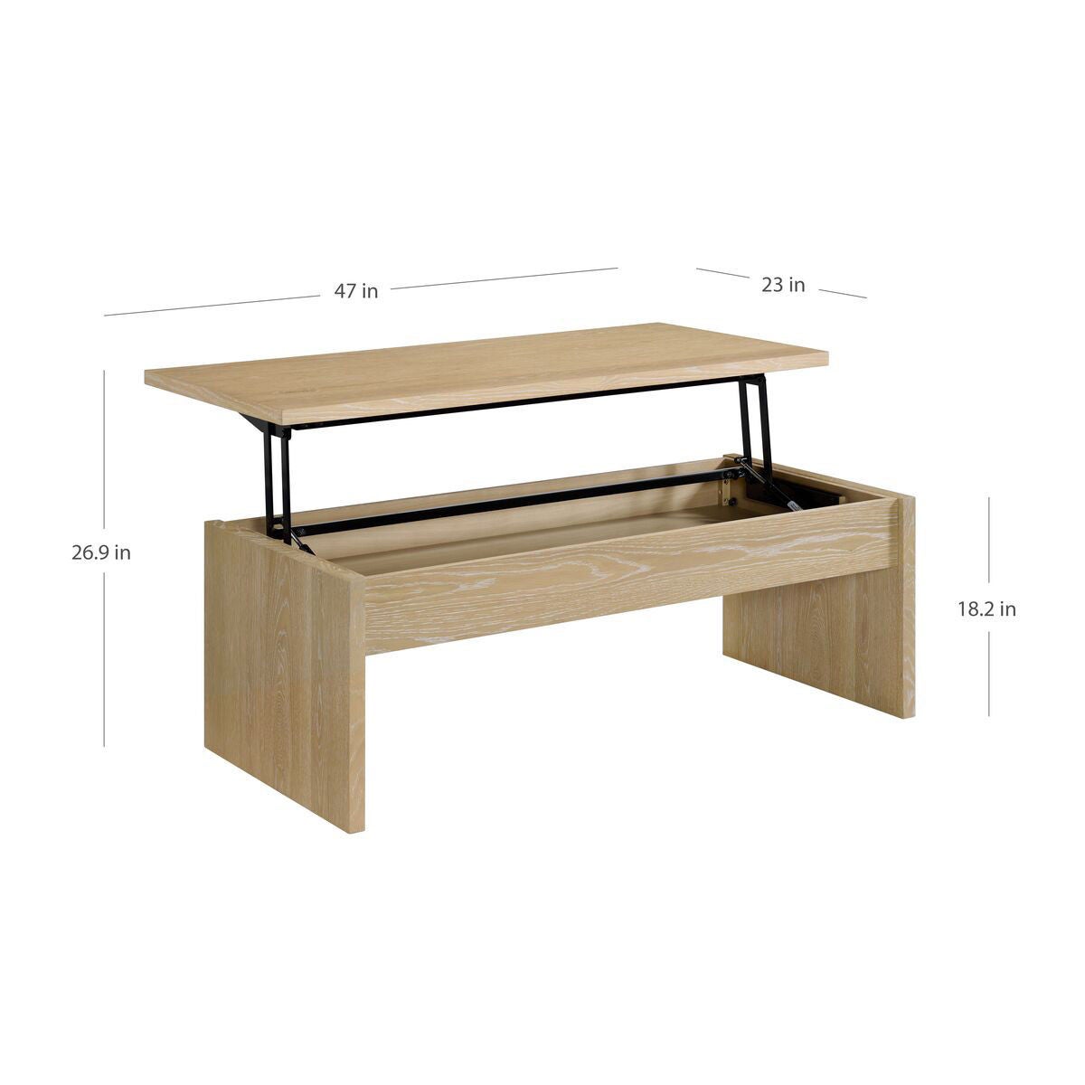 Whitlee Lift-Top Coffee Table dimension diagram