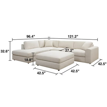 East & Vine Andee Fabric Sectional with Ottoman - New In Box