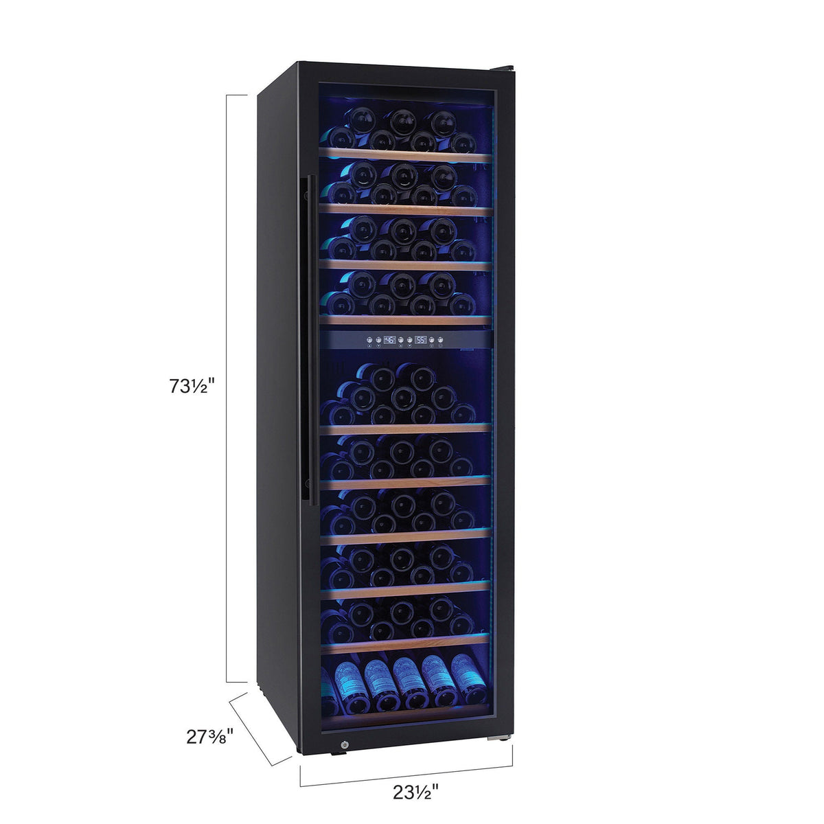 Wine Enthusiast Vinotech 190-bottle wine cellar dimension diagram